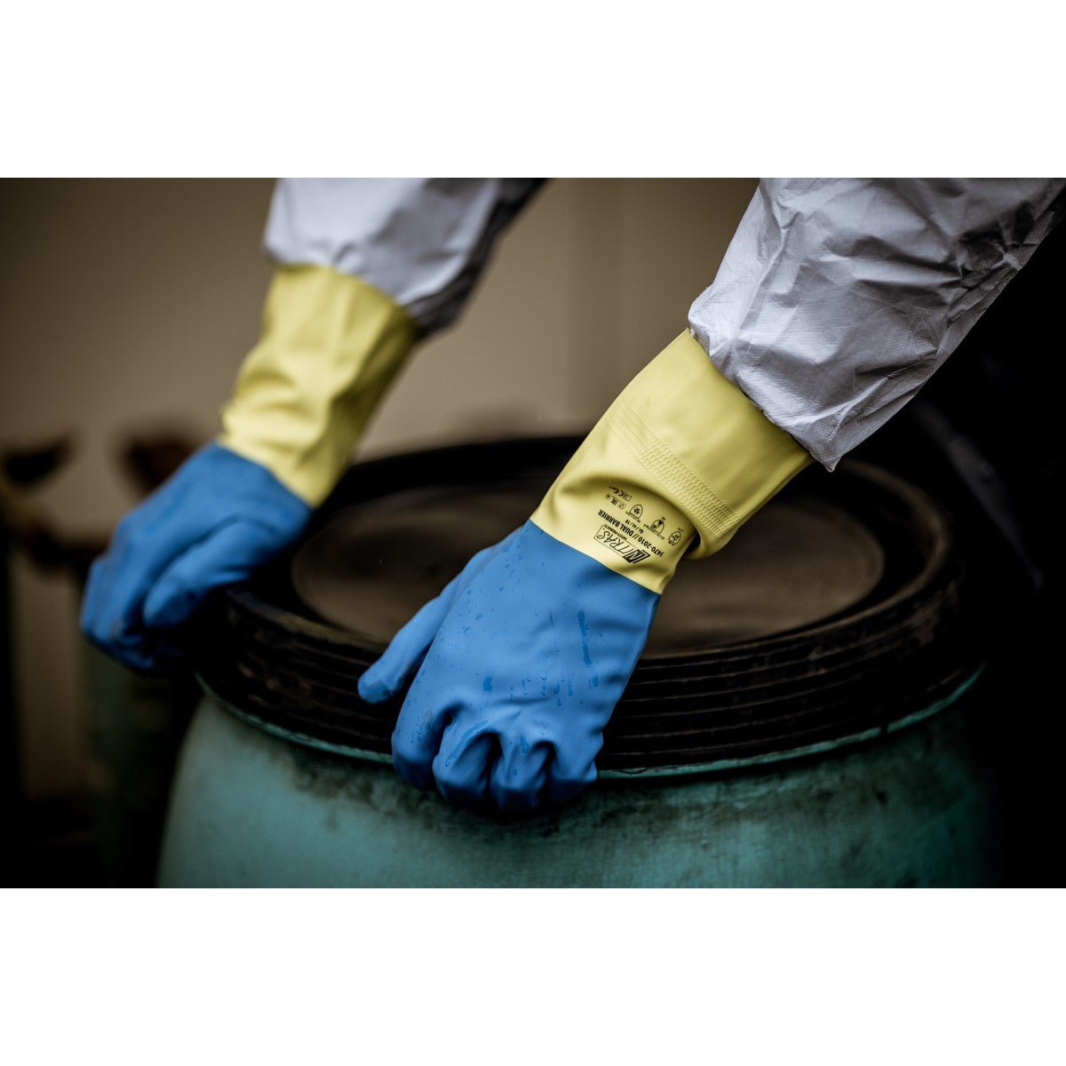 NITRAS DUAL BARRIER, gants de protection chimique, jaune/bleu