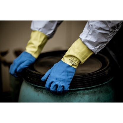 NITRAS DUAL BARRIER, gants de protection chimique, jaune/bleu