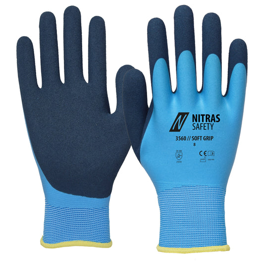 NITRAS SOFT GRIP, Montagehandschuhe, hellblau / dunkelblau