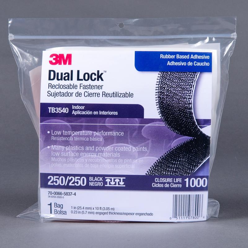 3M™ Dual Lock™ TB3540, Nero, 25 mm x 3 m, 5,7 mm, 40 teste/cm2, Interni | Borsa (1 pezzo)