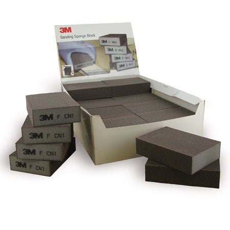 3M™ sanding sponge, 68 mm x 100 mm x 26 mm, A, hard, coarse, four-sided | Pack (24 pieces)