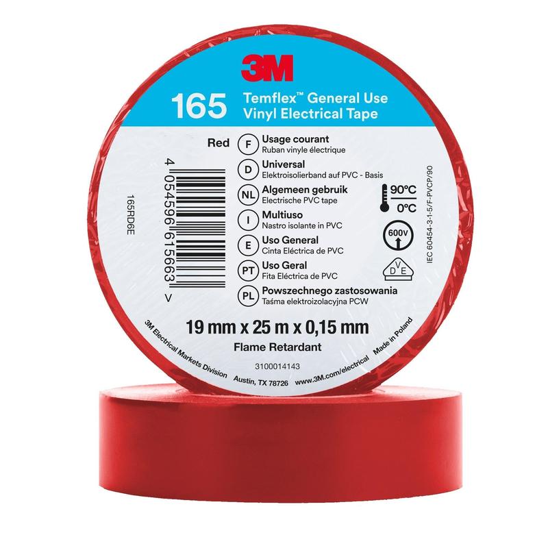 3M™ Temflex™ Vinyl-Isolierband 165 Rot