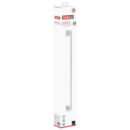tesa Esteetic Handtuchstange, Edelstahloptik, inkl. Klebelösung, 63cm