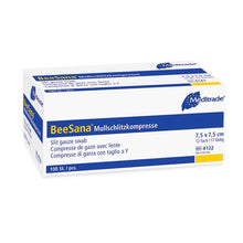 BeeSana® Mullschlitzkompresse, unsteril, 12-fach (100 Stk.)