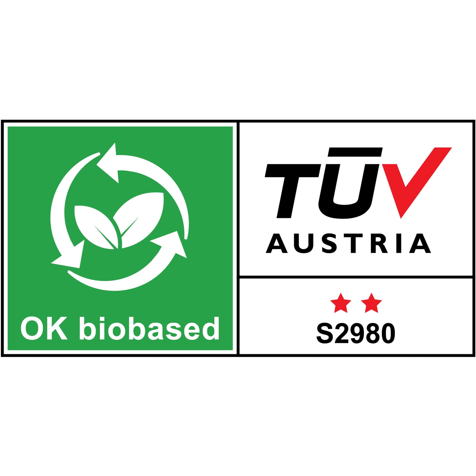 Das Scotch® Magic™ Klebeband 9-1920D von 3M (19 mm x 20 m, mit 66 % pflanzlichem Klebstoff) trägt das "OK biobased"-Label mit grünem Logo, TÜV Austria S2980 und zwei roten Sternen auf der Packung.
