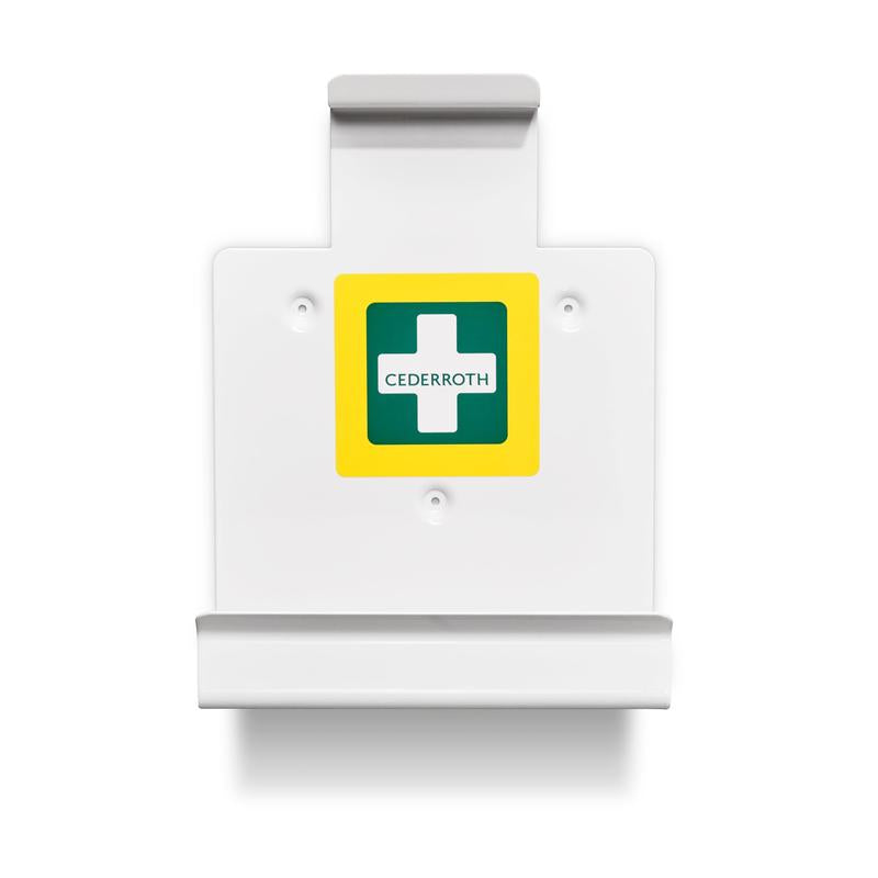 Il supporto a parete per kit di pronto soccorso Orkla Wound Care AB 2X1 (1 pezzo) è un supporto a parete bianco per kit di pronto soccorso, ideale come accessorio di emergenza vuoto. Con spazio per accessori, croce verde e marchio Cederroth.