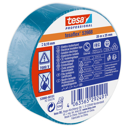 tesa Professional 53988 Isolierband 7000V blau, 25 m x 25 mm