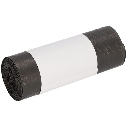 Eine Rolle DEISS Müllbeutel 490x600 mm aus HDPE 30 l von EMIL DEISS KG (GmbH + Co.) mit einem schlichten weißen Etikett in der Mitte, abgebildet auf weißem Hintergrund.