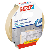 tesa Grafik- und Fixier-Krepp Fixierklebeband chamois, 25 m x 19 mm