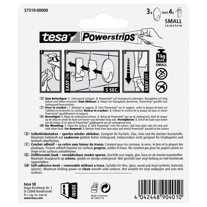 tesa Powerstrips Haken Small Oval matt-chrom