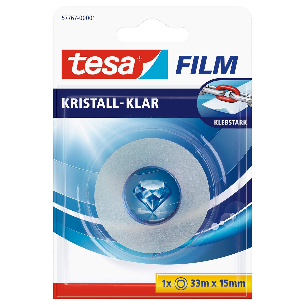 tesafilm kristall-klar, transparent im Blister, 33 m x 15 mm