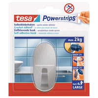 tesa Powerstrips Haken L Metall Oval, weiß