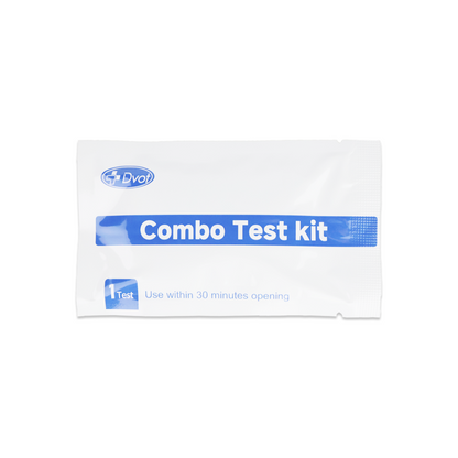Eine versiegelte weiße Packung mit der Aufschrift "Combo 9in1 - DVOT Professional" von Altruan erkennt SARS-CoV-2, Influenza A+B, RSV, Adenovirus, hMPV, PIV 1/3 & 2, Mycoplasma; innerhalb von 30 Minuten nach dem Öffnen verwenden.