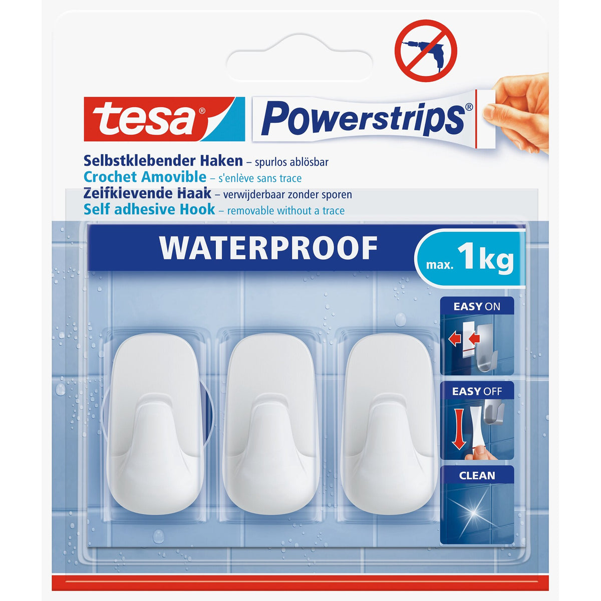 tesa Powerstrips Haken Waterproof S Kunststoff weiß
