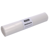 The image shows a 50-pack of EMIL DEISS KG (GmbH + Co.) DEISS 59903 transparent trash bags (620x750 mm), wrapped in clear plastic and labeled "Deiss Trash Bags" on a solid white background.