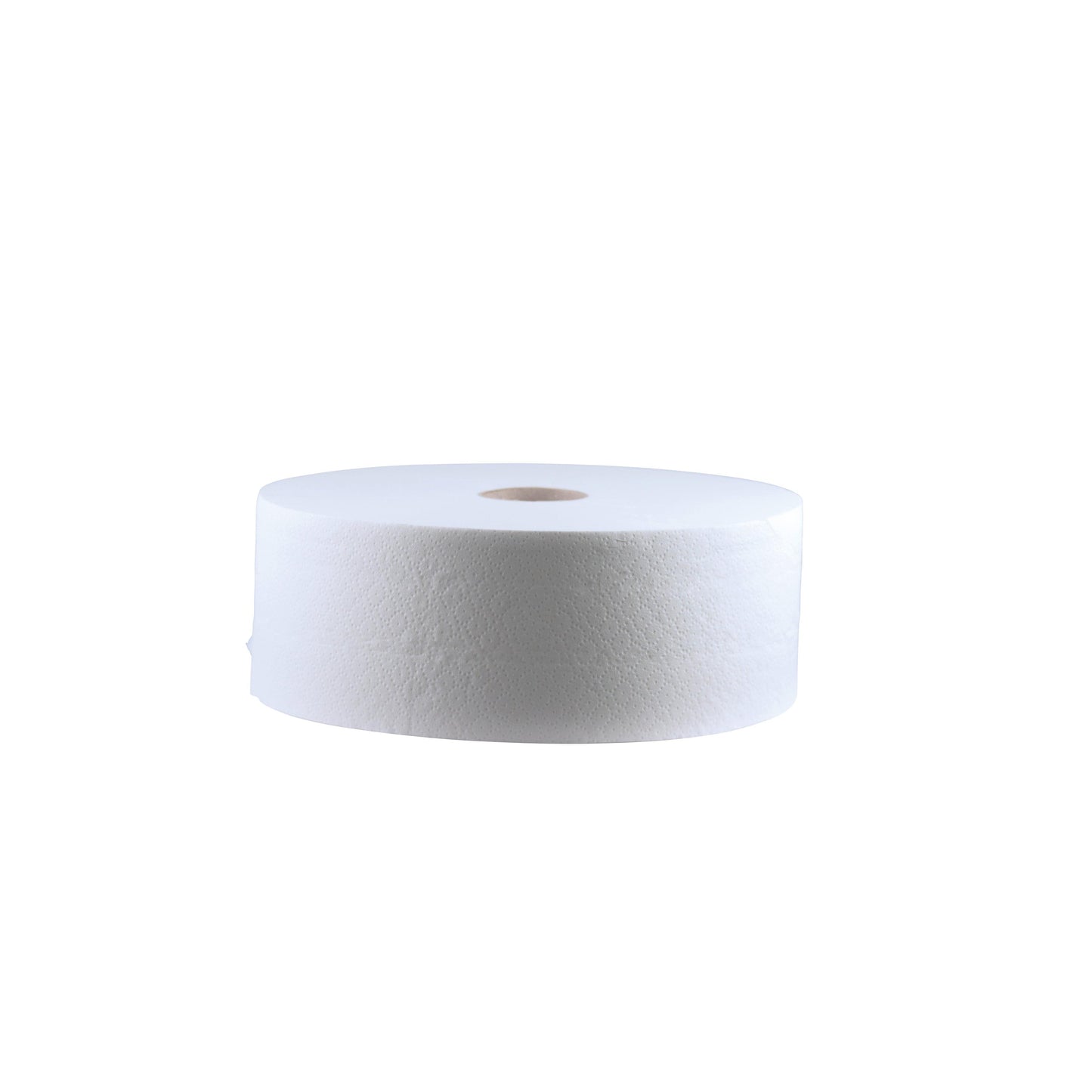 Pictured is a large CWS jumbo roll of toilet paper, recycled, unperforated, 2-ply, with a visible central cardboard tube, photographed against a plain white background. Brand: CWS. Sold as a carton (6 rolls).