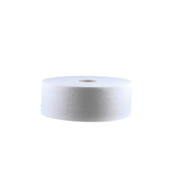 Nell'immagine è raffigurato un rotolo grande di carta igienica riciclata CWS, non perforato, a due veli, con il tubo centrale in cartone visibile, fotografato su uno sfondo bianco semplice. Marca: CWS. Venduto in confezione da 6 rotoli.