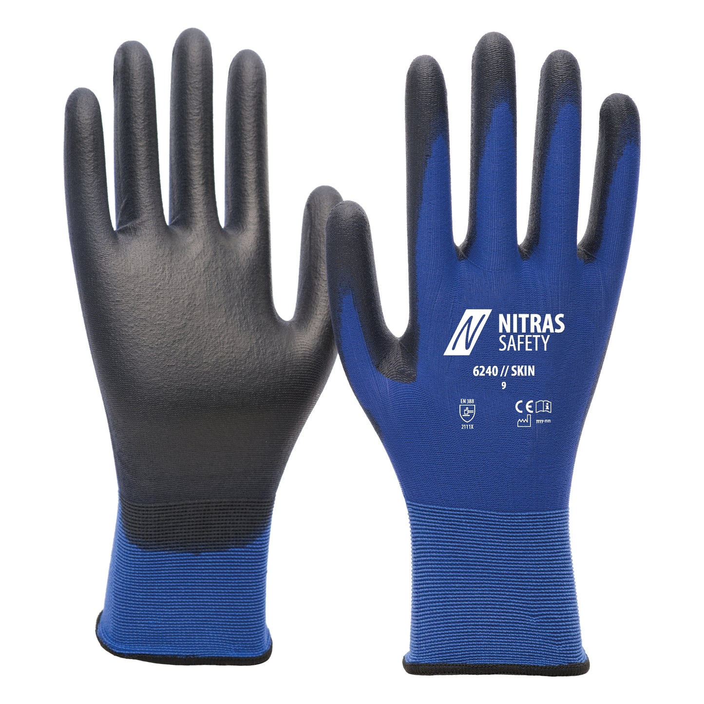 NITRAS SKIN, Nylonhandschuhe, blau / schwarz