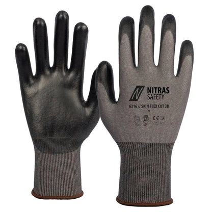 NITRAS SKIN FLEX CUT 3D, Schnittschutzhandschuhe, grau / schwarz