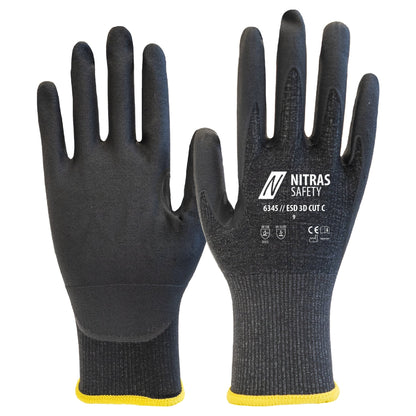NITRAS ESD 3D CUT C, guanti di protezione dal taglio, antracite / nero