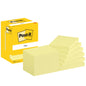 Pictured is a pack of 3M Post-it® Notes, Yellow, 76x102 mm, 100 sheets/block, 12 blocks/carton (100% PEFC). The yellow box with the Post-it logo is to the left of the neatly stacked notes.