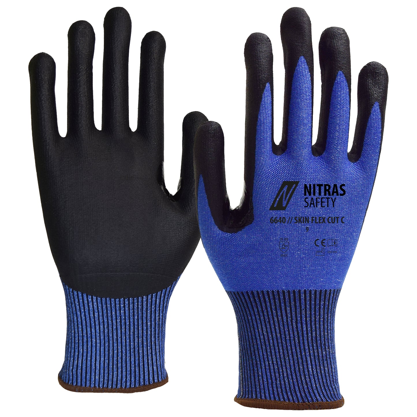 NITRAS SKIN FLEX CUT C, cut protection gloves, blue / black