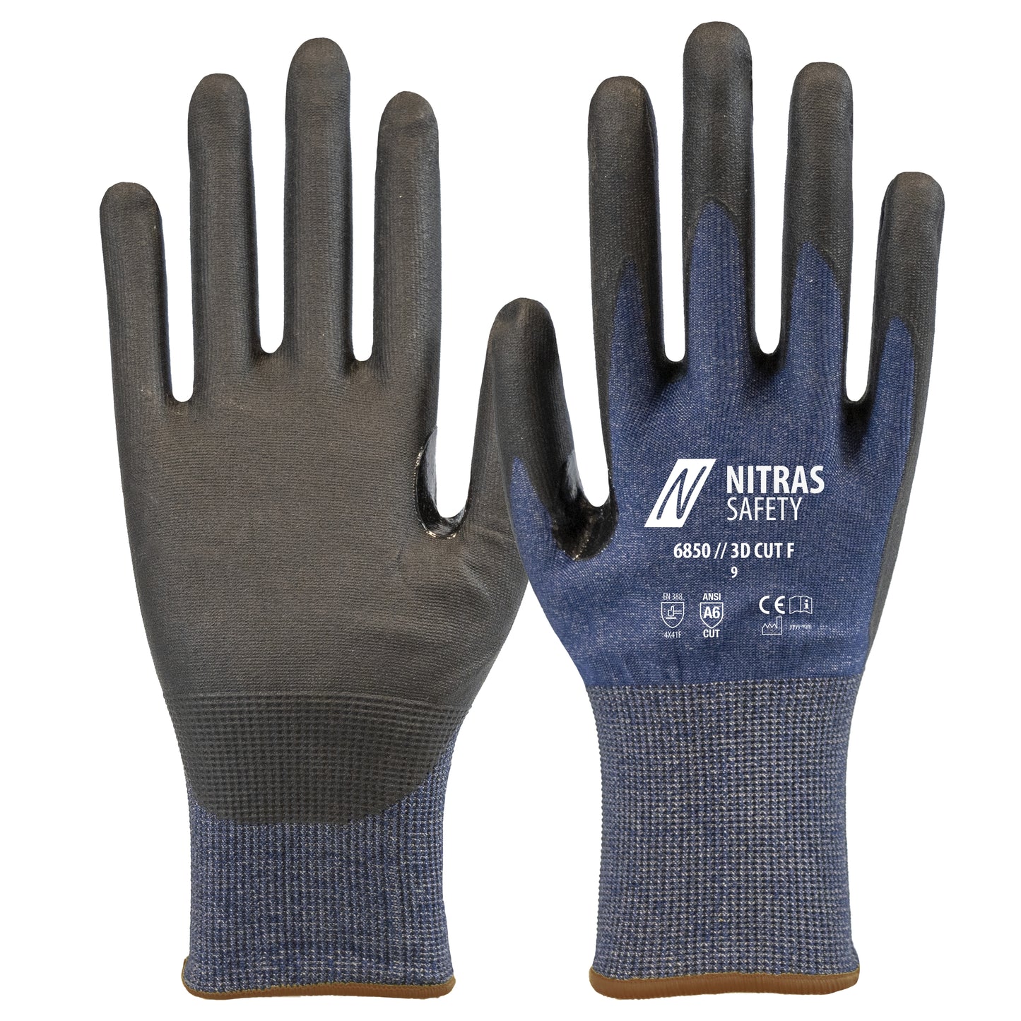 NITRAS 3D CUT F, guanti antitaglio, blu navy / nero