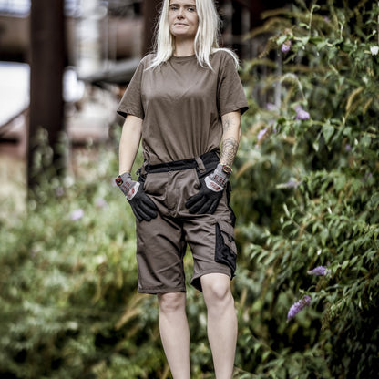 NITRAS MOTION TEX PLUS, pantalon de travail, court, marron / noir