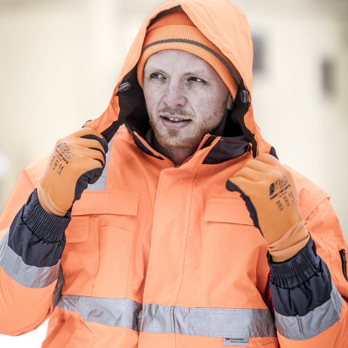 NITRAS MOTION TEX VIZ PLUS, Warn-Pilotenjacke, neonorange / marineblau