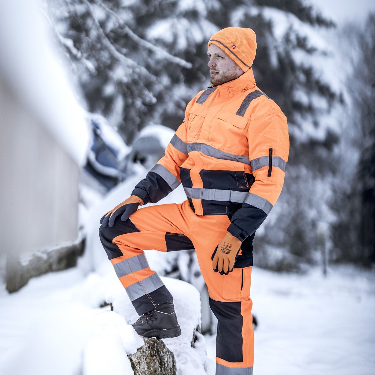 NITRAS MOTION TEX VIZ, Warn-Pilotenjacke, neonorange / marineblau