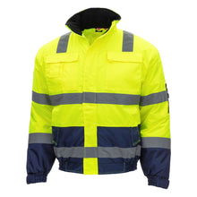 NITRAS MOTION TEX VIZ, veste pilote haute visibilité, jaune fluo/bleu marine