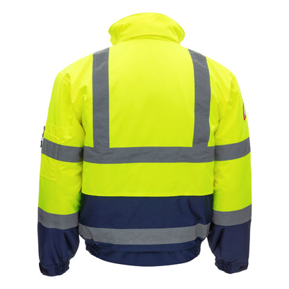 NITRAS MOTION TEX VIZ, veste pilote haute visibilité, jaune fluo/bleu marine