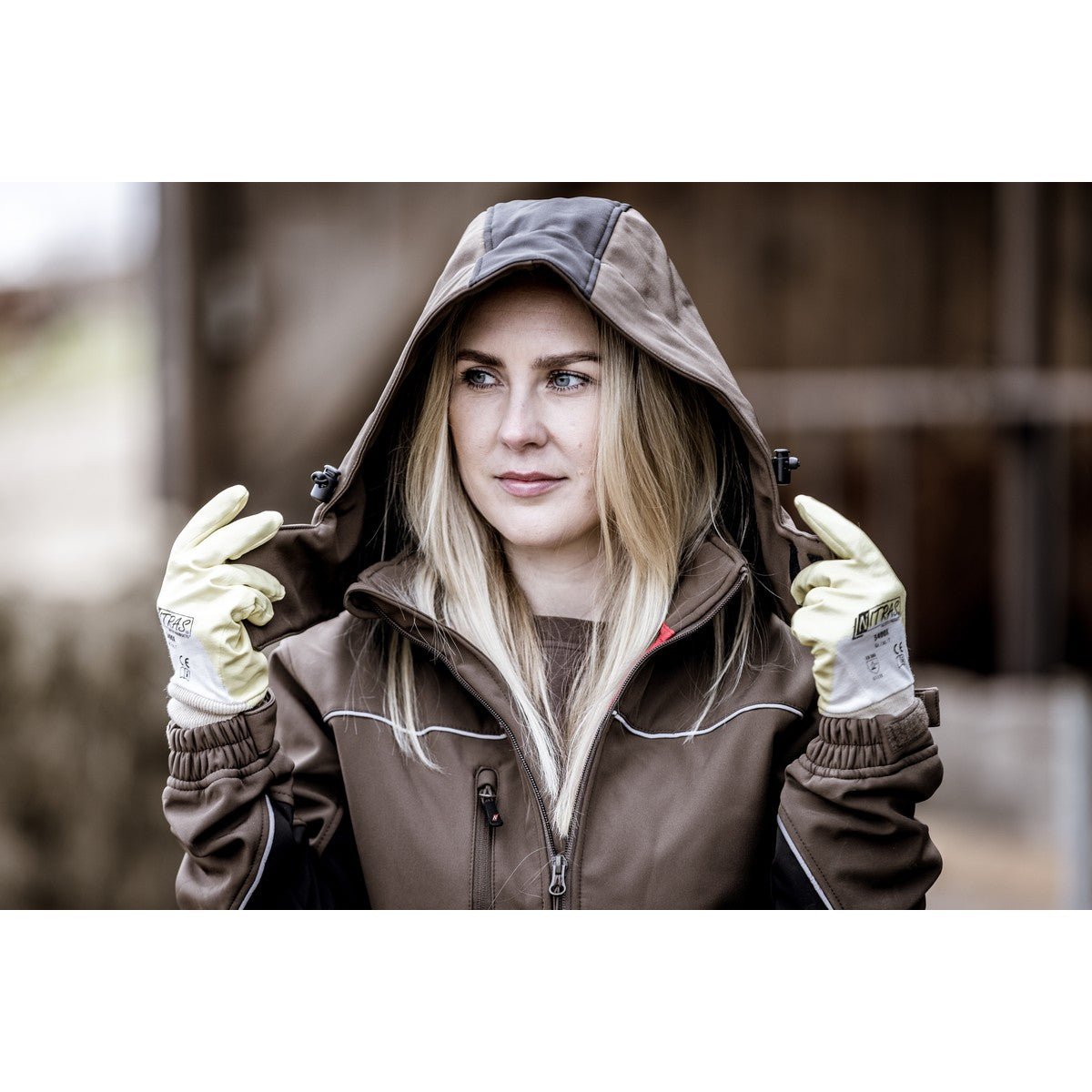 NITRAS removable hood, brown / black, OEKO-TEX polyester: 94%; Elastane: 6% | Pack (1 piece)