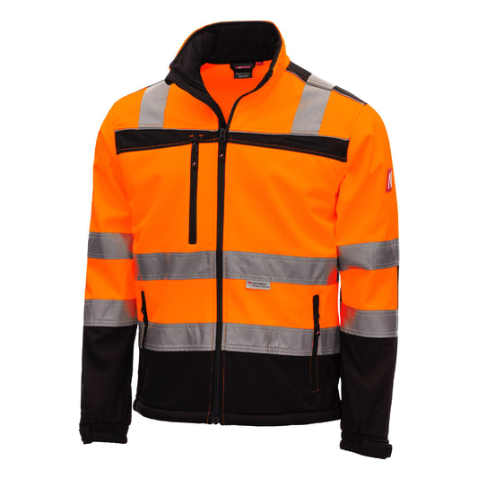NITRAS MOTION TEX VIZ, giacca softshell ad alta visibilità, arancione neon / nero