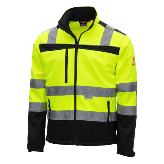 NITRAS MOTION TEX VIZ, giacca softshell ad alta visibilità, giallo neon / nero