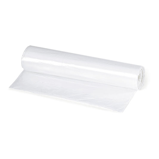 Abgebildet ist eine einzelne Rolle Nölle Profi Brush Mülleimerbeutel, 60 Liter, transparent (von Nölle Profi Brush Bürsten- & Pinseltechnik e.K.), wobei ein Beutel teilweise abgerollt ist, auf einem einfarbig weißen Hintergrund.