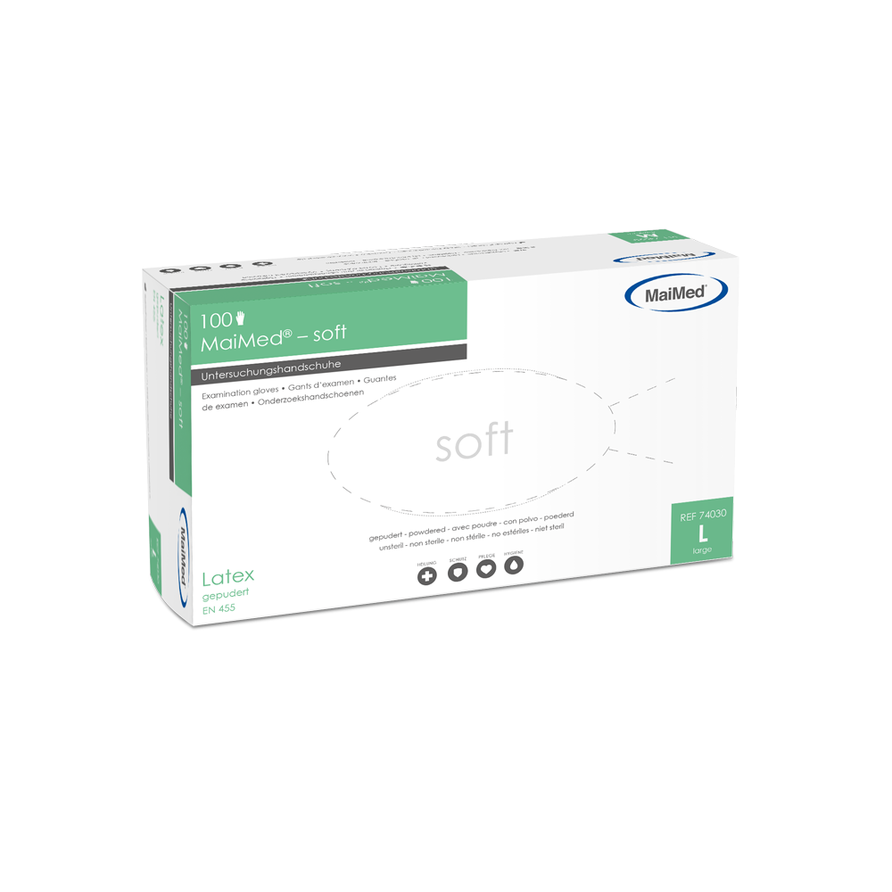 MaiMed-soft latex examination gloves, non-sterile, powdered, 100 pieces/box