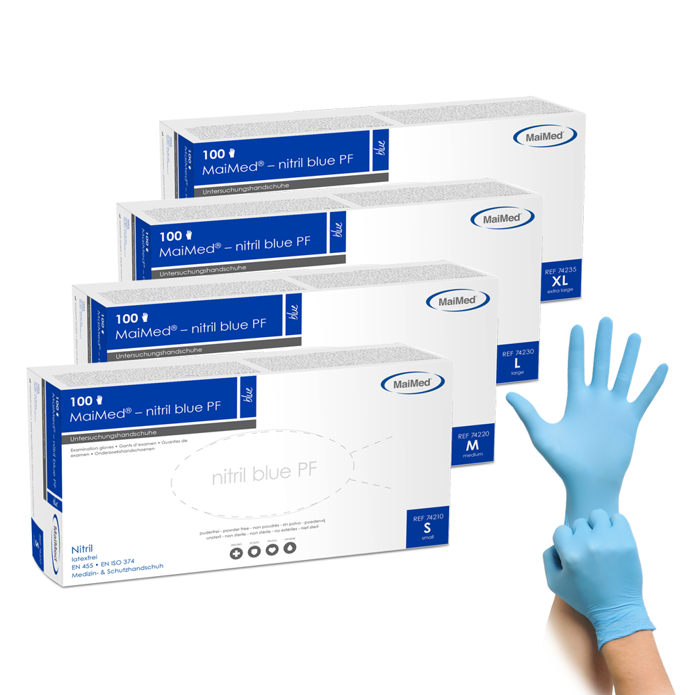 MaiMed-nitrile blue PF Blue, non-sterile, powder. Latex-free gloves 100 pieces/box