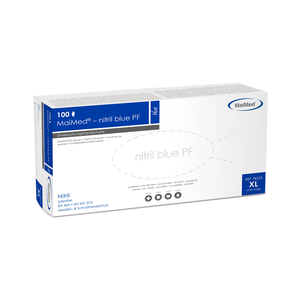 MaiMed-nitrile blue PF Blue, non-sterile, powder. Latex-free gloves 100 pieces/box