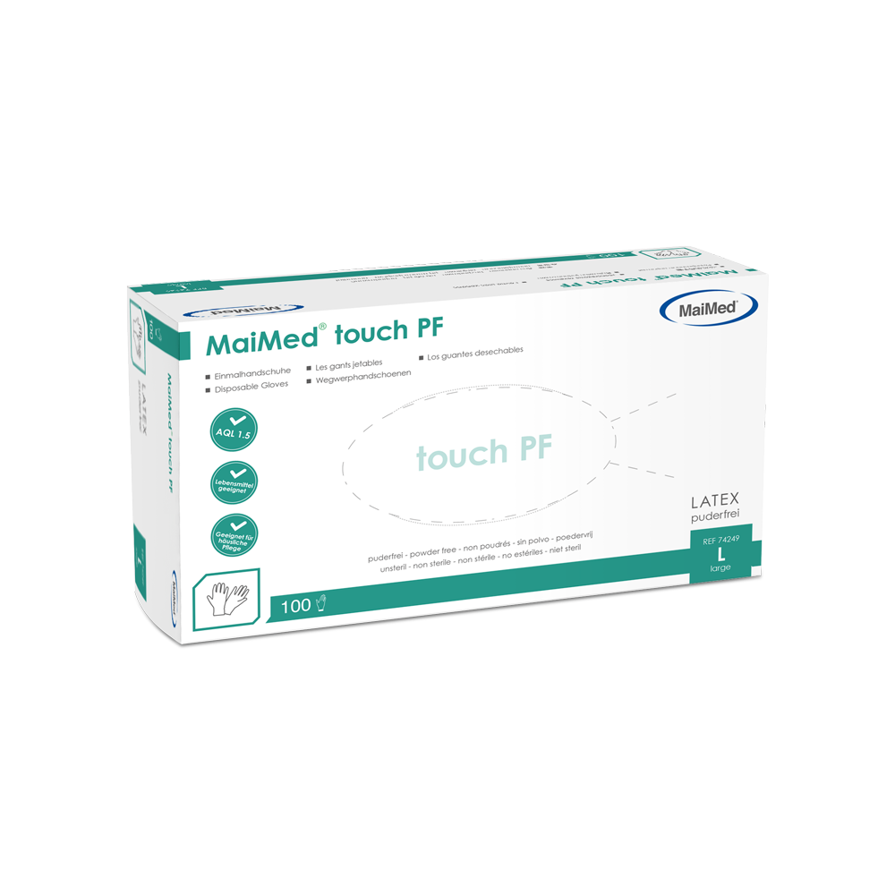 MaiMed touch PF disposable latex gloves, powder-free, 100 pieces/box