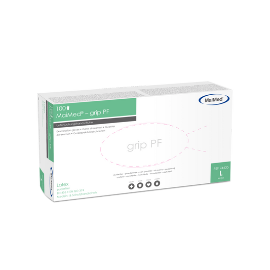 MaiMed-grip PF, non-sterile, powder-free latex examination gloves