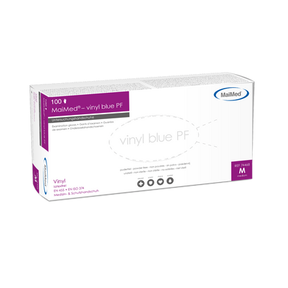 MaiMed-vinile blu PF, guanti da esplorazione in vinile non sterili, senza polvere, 100 pezzi/scatola