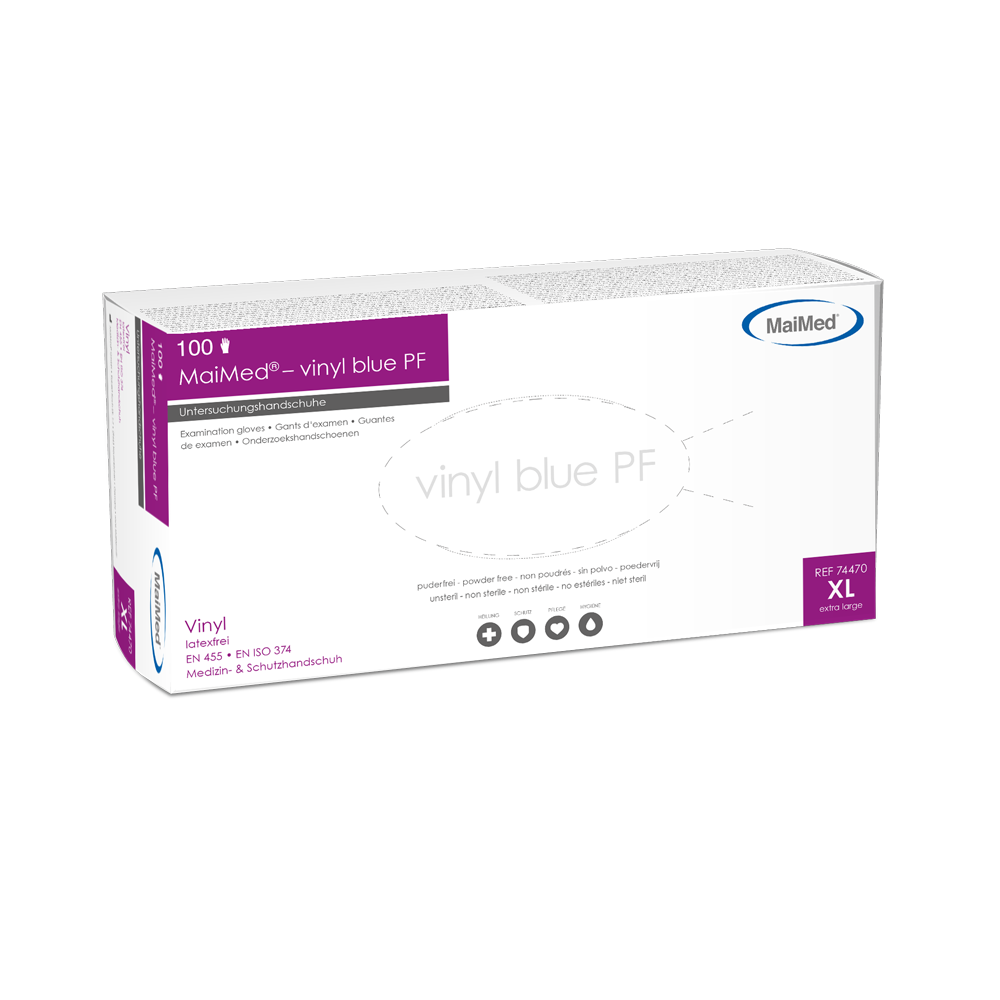MaiMed-vinile blu PF, guanti da esplorazione in vinile non sterili, senza polvere, 100 pezzi/scatola