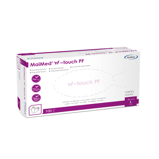 Gants jetables en vinyle MaiMed vi-touch, non poudrés, 100 pièces/boîte
