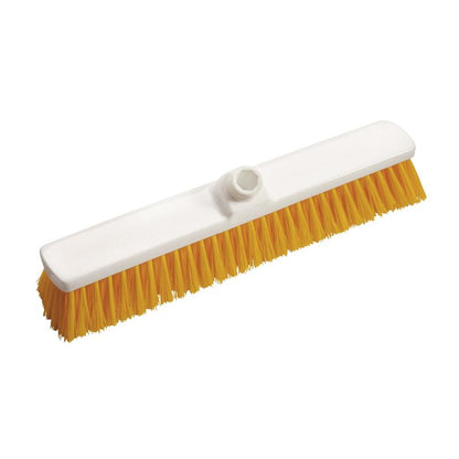 The Diversey Deutschland GmbH & Co. OHG indoor broom (400x60x50 mm, soft) is a rectangular white broom with soft bristles and a central threaded hole for handle attachment, perfect for indoor cleaning.
