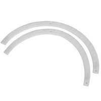 Deux bandes métalliques identiques et courbées, dotées de trous pré-percés aux deux extrémités et au milieu, idéales pour la fixation de votre filtre d'évacuation d'air en option | Lot (1 pièce) de Diversey Deutschland GmbH & Co. OHG, représenté sur fond blanc.
