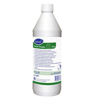 A 10-liter plastic canister labeled "TASKI Jontec Energise" by Diversey Deutschland GmbH & Co. OHG contains a polyurethane dispersion for varnished wood floors and includes product information regarding a glossy protective film.