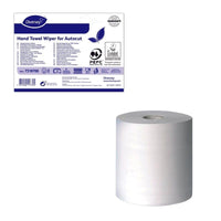 Pictured below the product label is a white, 2-ply cellulose towel/wipe roll for Autocut dispensers from Diversey Deutschland GmbH & Co. OHG; it is environmentally certified and measures 150 meters per roll (Ø 180 mm).