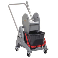 The TASKI Duo Mop bucket system (15L, red) from Diversey Deutschland GmbH & Co. OHG features a chassis, handle, and wringer—ideal for professional cleaning and heavy-duty commercial use. Package: 1 piece.
