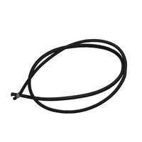 The TASKI Trash Bag Hair Tie from Diversey Deutschland GmbH & Co. OHG is a black, elastic hair tie with a small metal clip, designed for durability and versatility and inspired by trash bag ties.